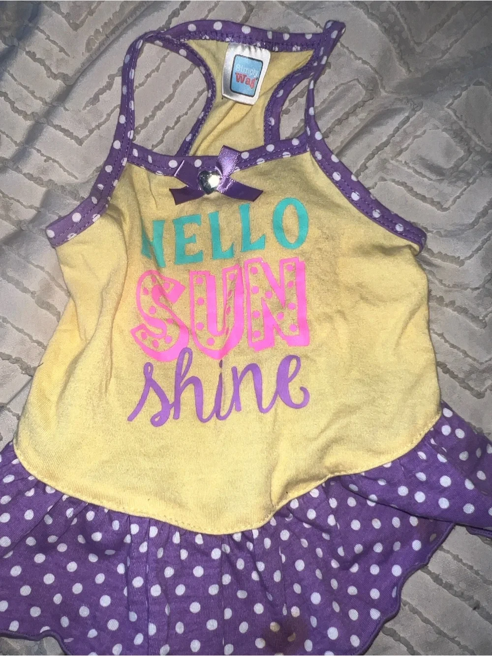 Dog Hello Sunshine Yellow & Purple Polka Dot Sundress